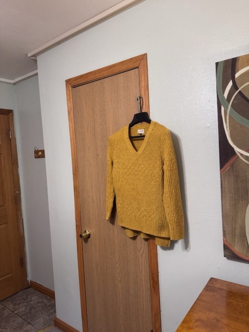 Universal Thread Small Mustard Yellow V-Neck Cable Knit Pullover Sweater - EUC